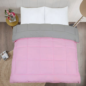 7.5 Tog Box Stitching Reversible Coverless Polycotton Duvet – Pink and Grey