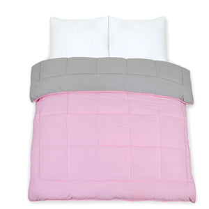 13.5 Tog Box Stitching Reversible Coverless Polycotton Duvet – Pink and Grey