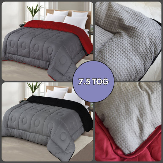 7.5 Tog Box Stitching Reversible Waffle Coverless Polycotton Duvet