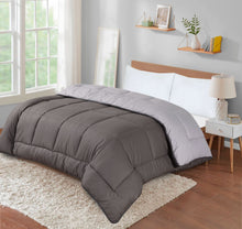 Load image into Gallery viewer, 13.5 tog Box Stitching Reversible Coverless Polycotton Duvet – Grey &amp; Charcoal
