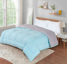 Load image into Gallery viewer, 13.5 Tog Box Stitching Reversible Coverless Polycotton Duvet – Teal and Grey
