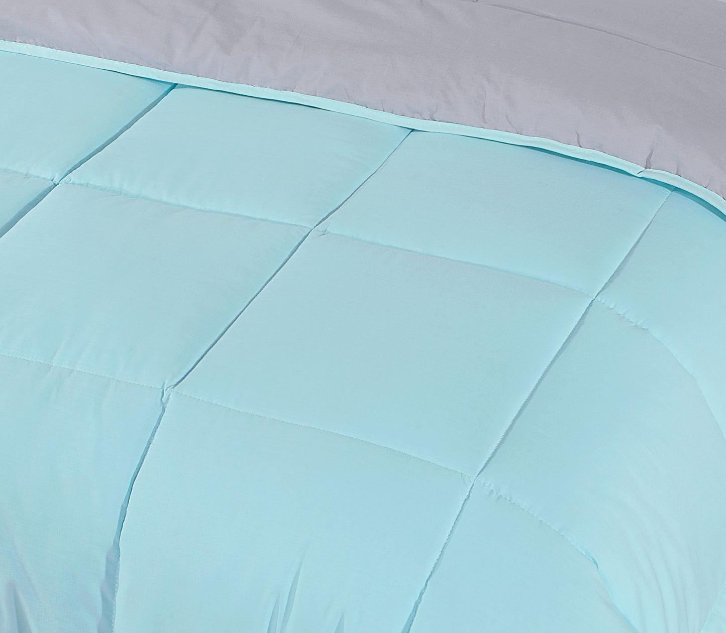 7.5 Tog Box Stitching Reversible Coverless Polycotton Duvet – Teal and Grey