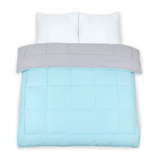 7.5 Tog Box Stitching Reversible Coverless Polycotton Duvet – Teal and Grey