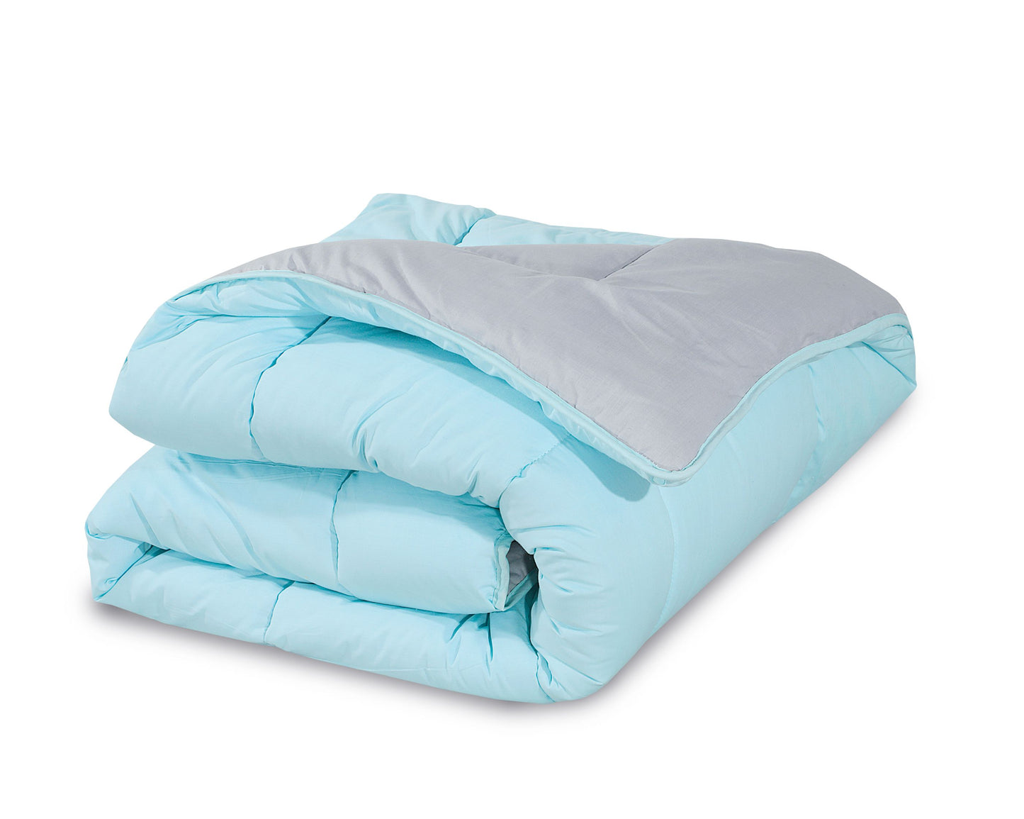 7.5 Tog Box Stitching Reversible Coverless Polycotton Duvet – Teal and Grey