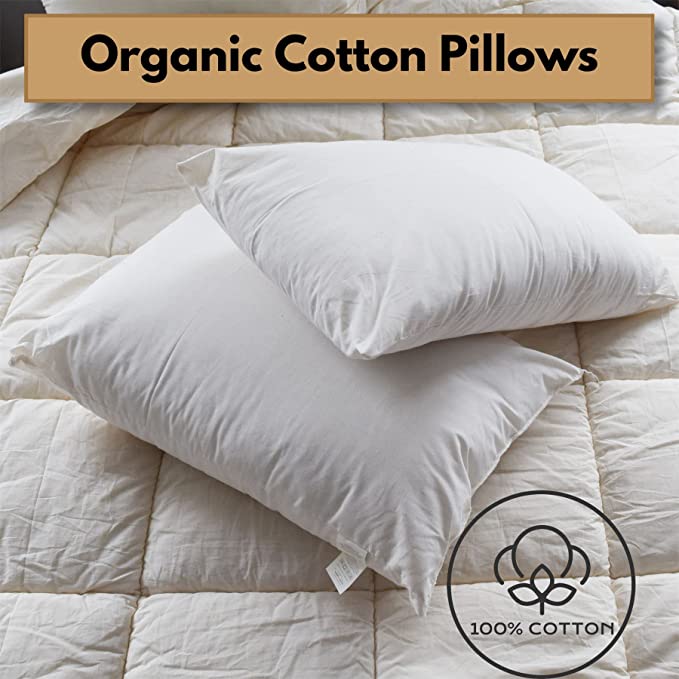 Organic Natural Cotton Cover Ultra Firm Pillow Pair