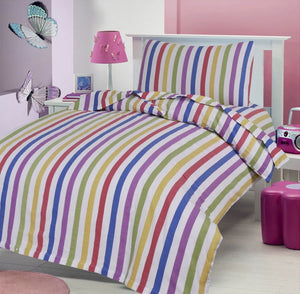 100% Cotton Flannelette Cot Bed Sheet Set - Candy Stripe
