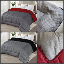 Load image into Gallery viewer, 13.5 Tog Box Stitching Reversible Waffle Coverless Polycotton Duvet – Grey &amp; Black
