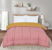 Load image into Gallery viewer, 13.5 Tog Box Stitching Reversible Coverless Polycotton Duvet – Mustard &amp; Pink

