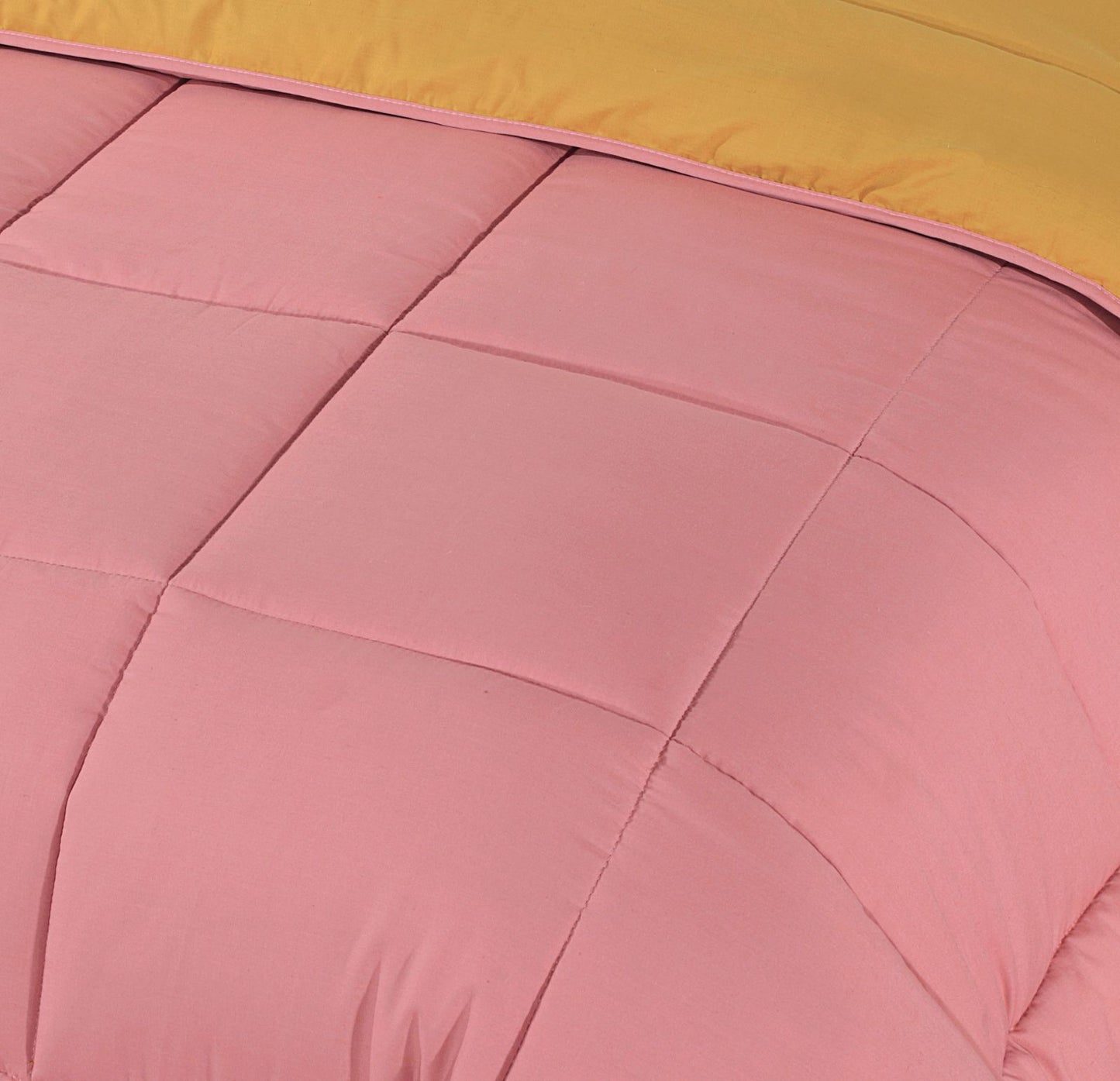 13.5 Tog Box Stitching Reversible Coverless Polycotton Duvet – Mustard & Pink