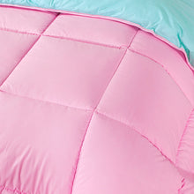 Load image into Gallery viewer, 13.5 Tog Box Stitching Reversible Coverless Poly cotton Duvet – Teal &amp; Pink
