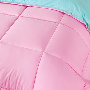 13.5 Tog Box Stitching Reversible Coverless Poly cotton Duvet – Teal & Pink