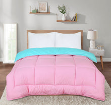Load image into Gallery viewer, 7.5 Tog Box Stitching Reversible Coverless Poly cotton Duvet – Pink &amp; Teal
