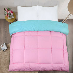 13.5 Tog Box Stitching Reversible Coverless Poly cotton Duvet – Teal & Pink