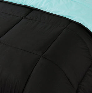 7.5 Tog Box Stitching Reversible Coverless Poly cotton Duvet – Teal & Black