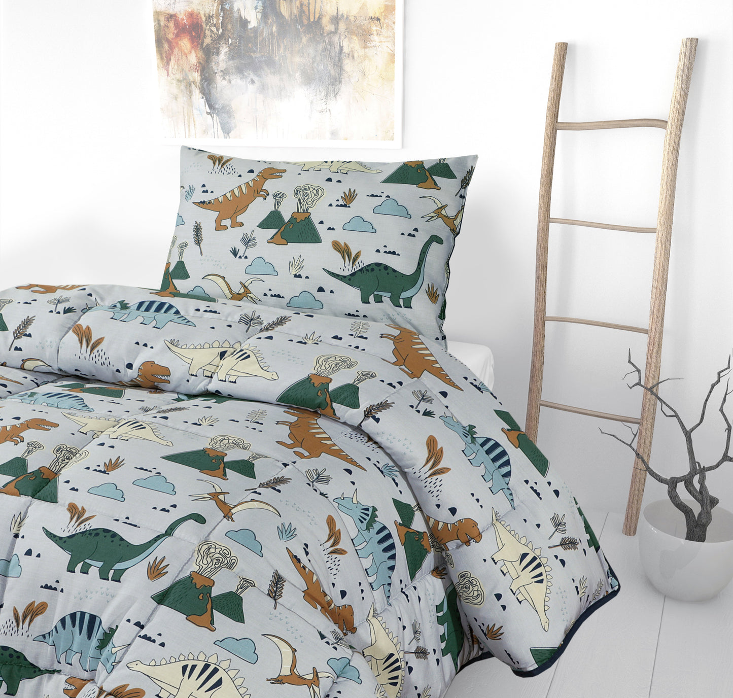 Kids Coverless Printed 7.5 tog Washable Quilt with Pillow Set 120 x 150 cm – Jurassic World