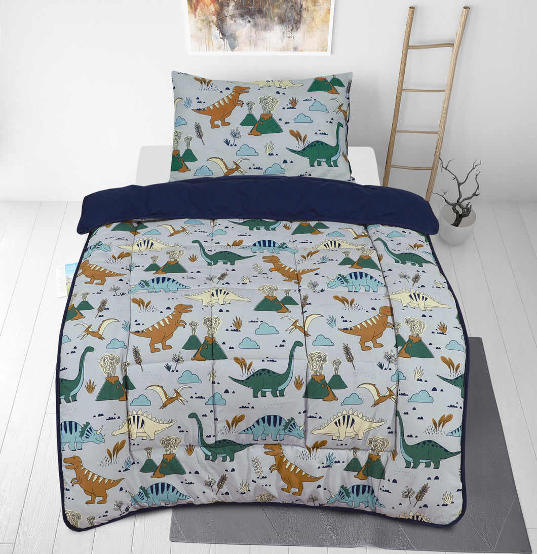 Kids Coverless Printed 7.5 tog Washable Quilt with Pillow Set 120 x 150 cm – Jurassic World