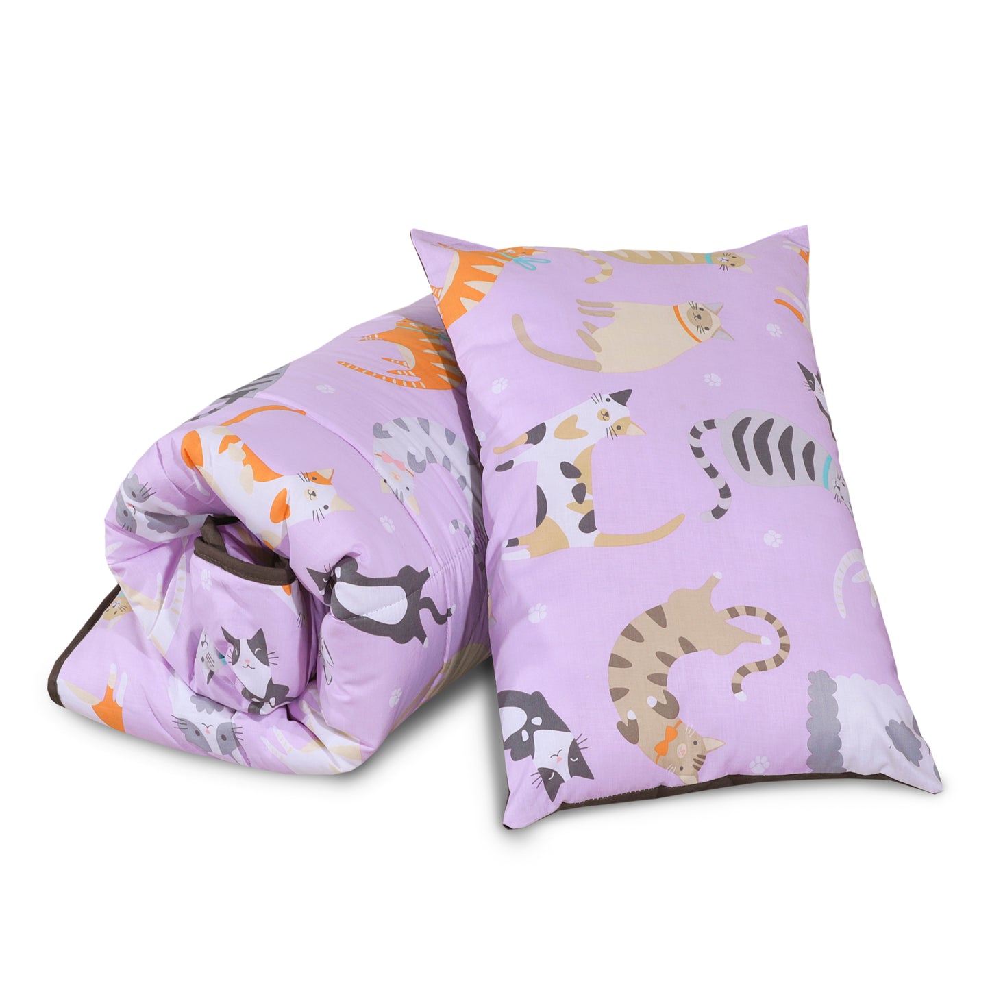 Kids Coverless Printed 7.5 tog Washable Quilt with Pillow Set 120 x 150 cm – Cats Party