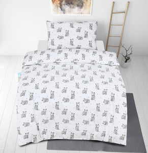 Junior Cot Bed Duvet Cover and Pillow Set- Cotton Rich 120 x 150 cm – Sleepy Bear