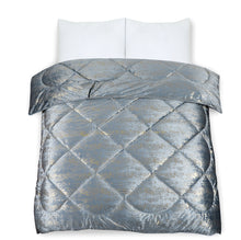 Load image into Gallery viewer, Glamour Coverless Crushed Velvet Quilted Duvet Silver Gold
