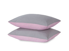 Load image into Gallery viewer, Reversible Poly Cotton Housewife Pillowcases (Pair) - Pink &amp; Grey
