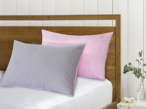 Reversible Poly Cotton Housewife Pillowcases (Pair) - Pink & Grey