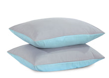 Load image into Gallery viewer, Reversible Poly Cotton Housewife Pillowcases (Pair) - Teal &amp; Grey
