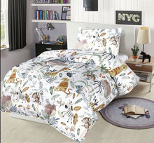 Load image into Gallery viewer, 7.5 Tog Kids Coverless Printed Washable Quilt with Pillow Set (120 x 150 cm) - Jungle Jamboree
