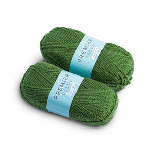 Premier Value Chunky - Yarn Knitting Wool Pack of 2 Acrylic (2x100g) - Green