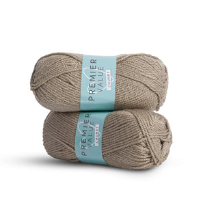Premier Value Chunky - Yarn Knitting Wool Pack of 2 Acrylic (2x100g) - Pebble