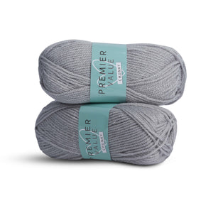 Premier Value Chunky - Yarn Knitting Wool Pack of 2 Acrylic (2x100g) - Grey
