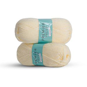 Premier Value Chunky - Yarn Knitting Wool Pack of 2 Acrylic (2x100g) - Cream