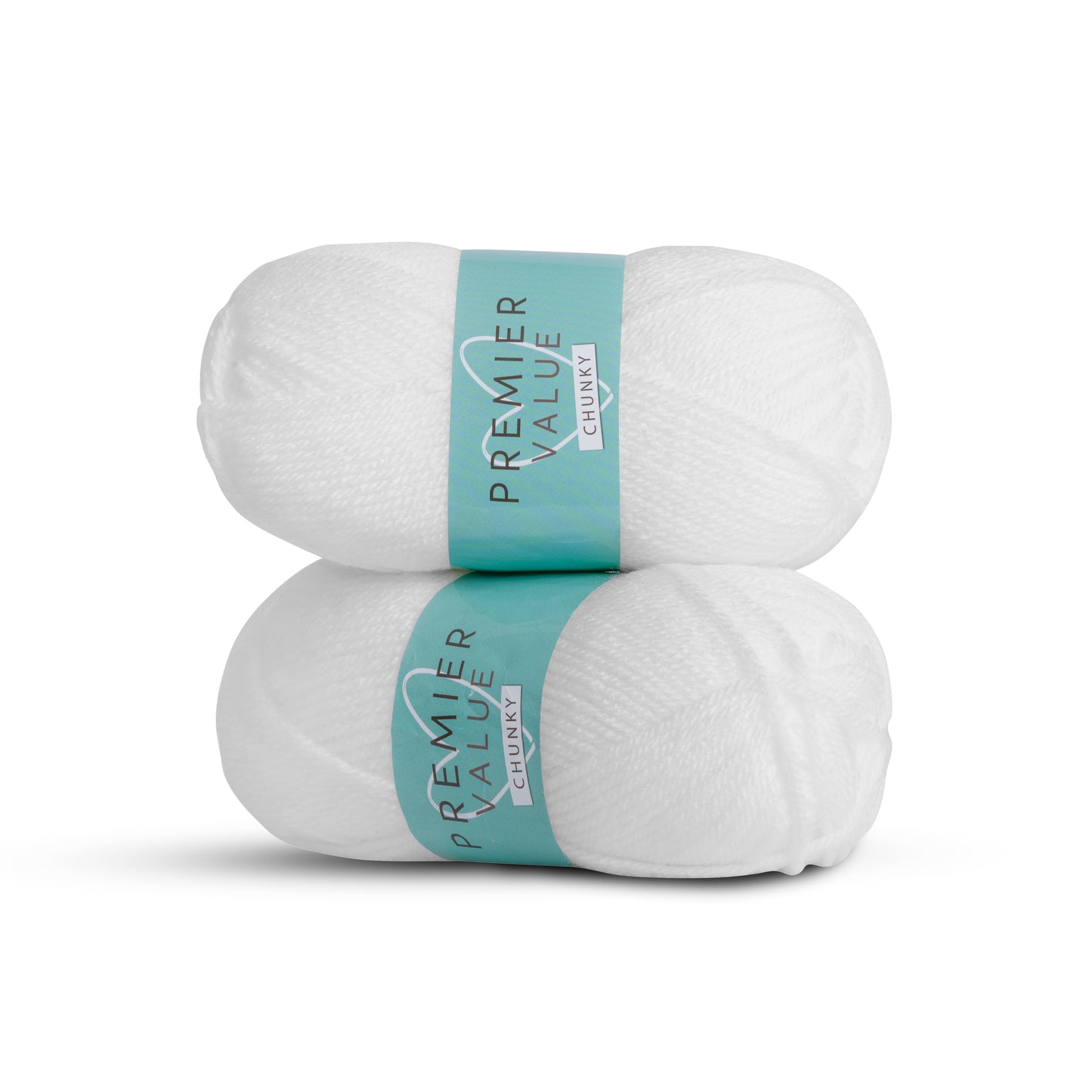 Premier Value Chunky - Yarn Knitting Wool Pack of 2 Acrylic (2x100g) - White