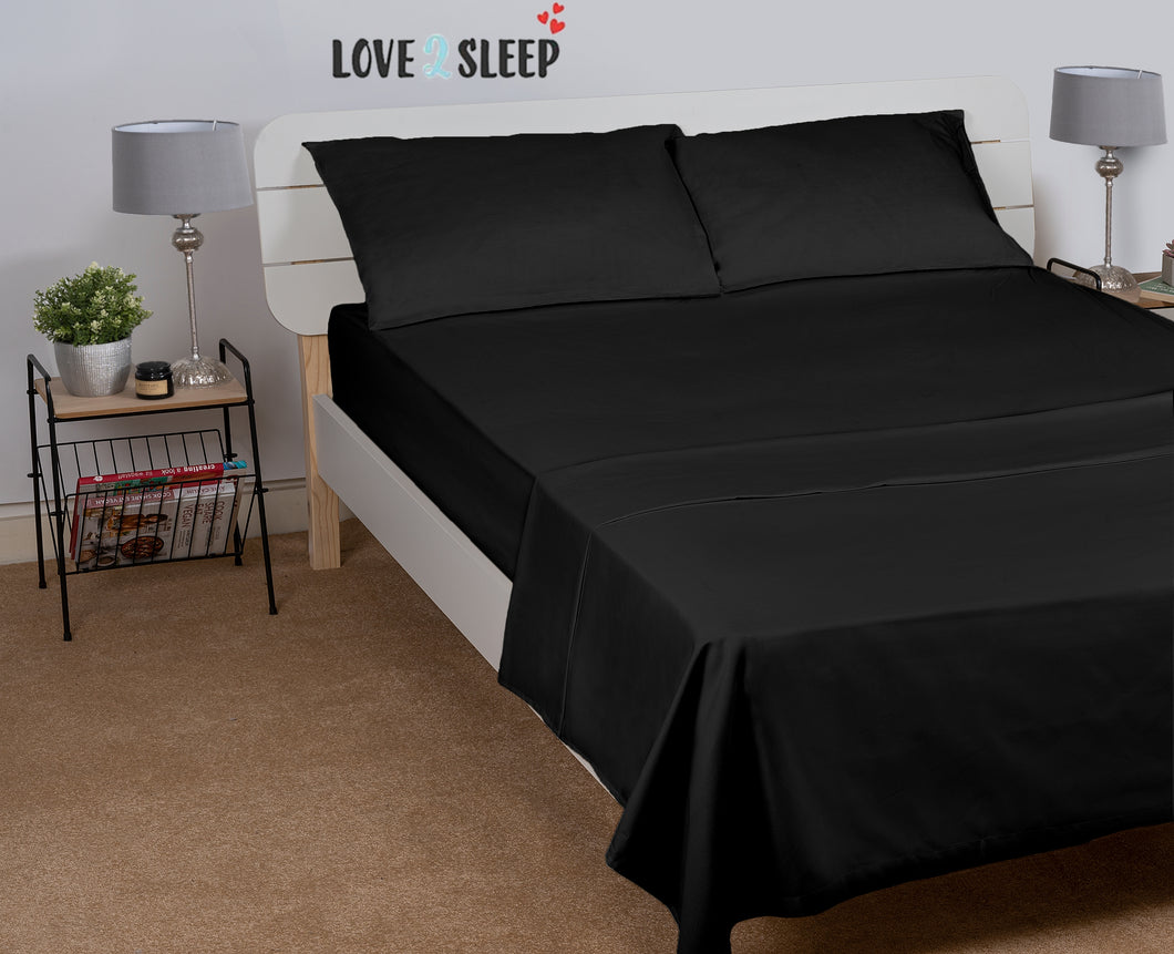 Egyptian Cotton Flat Sheet : Black