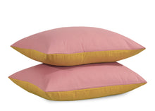 Load image into Gallery viewer, Reversible Poly Cotton Housewife Pillowcases (Pair) - Mustard &amp; Pink
