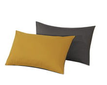Load image into Gallery viewer, Reversible Poly Cotton Housewife Pillowcases (Pair) - Mustard &amp; Grey
