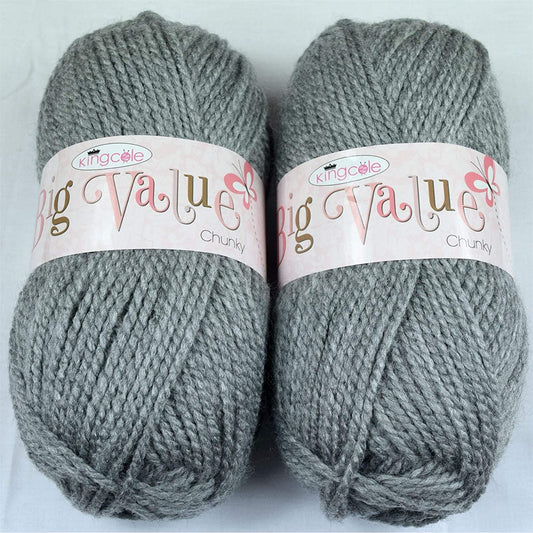 Chunky Knitting Yarn Wool Acrylic Pack of 2 ( 2 x 100g) - Grey