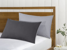 Load image into Gallery viewer, Reversible Poly Cotton Housewife Pillowcases (Pair) - Grey &amp; Charcoal
