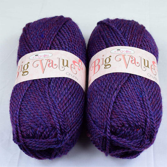 Chunky Knitting Yarn Wool Acrylic Pack of 2 ( 2 x 100g) - Heather