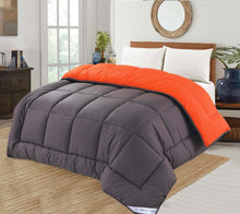 Load image into Gallery viewer, 13.5 Tog Box Stitching Reversible Coverless Polycotton Duvet – Orange &amp; Grey
