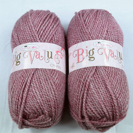 Chunky Knitting Yarn Wool Acrylic Pack of 2 ( 2 x 100g) - Dusty Pink