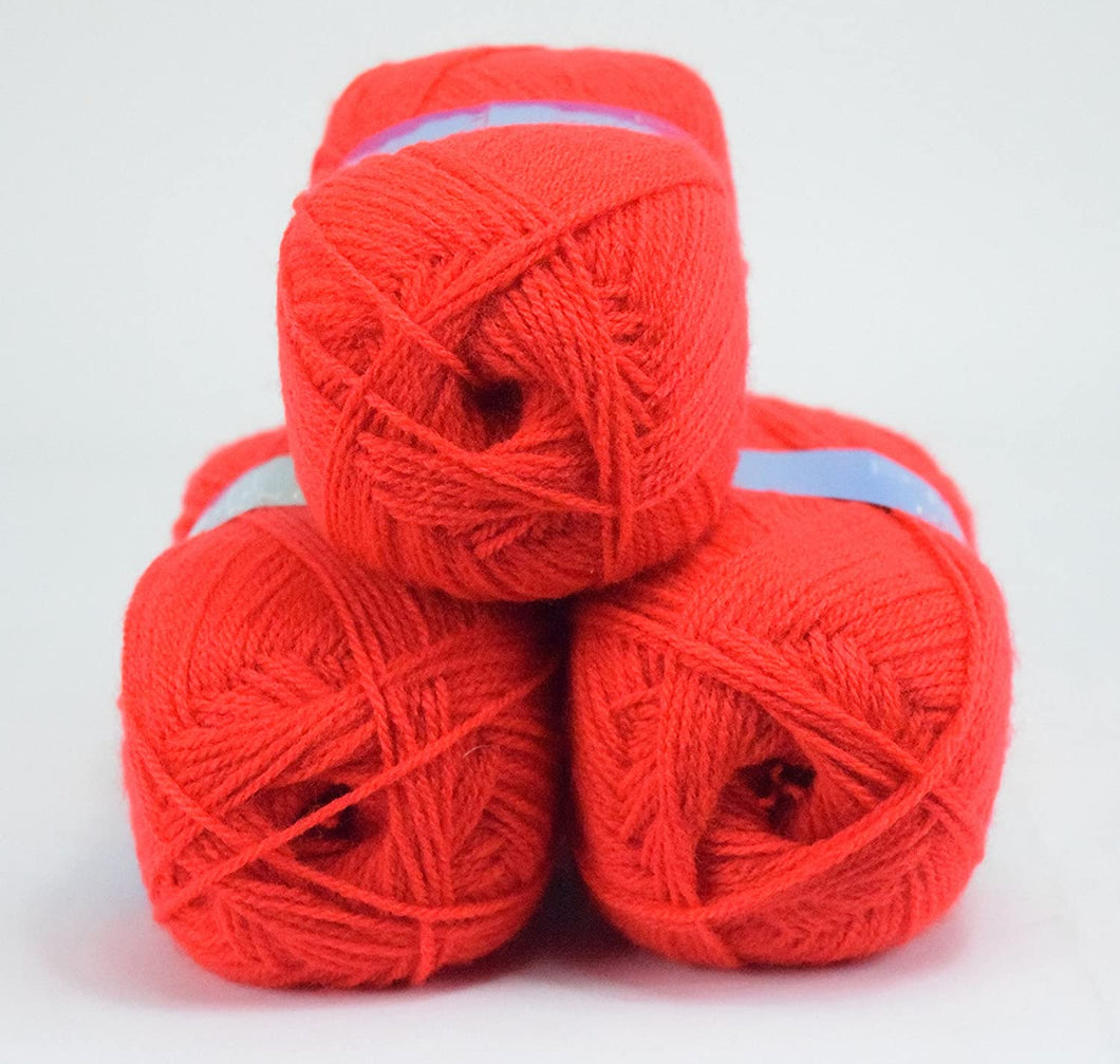 Premier Value Baby Double Knit Yarn Wool Acrylic Pack of 3 ( 3 x 100g) - Red Poppy