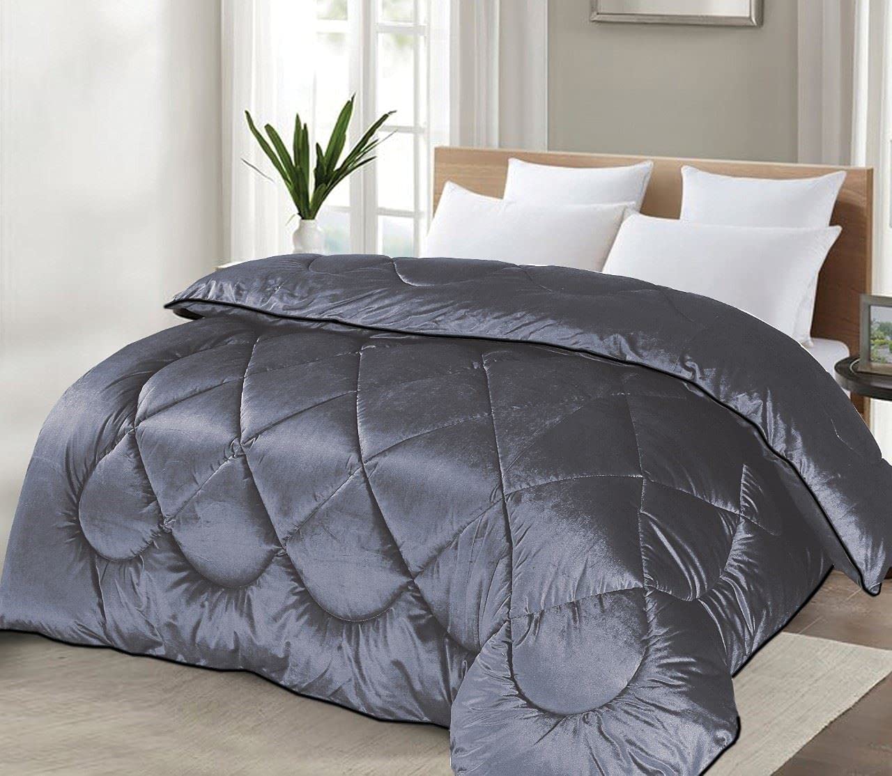 Glamour Opulent Coverless Velvet Duvet - Silver