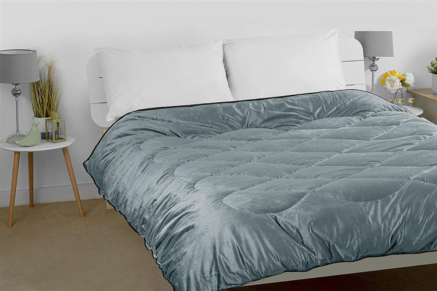 Glamour Opulent Coverless Velvet Duvet - Silver