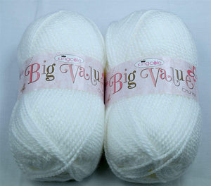 Chunky Knitting Yarn Wool Acrylic Pack of 2 ( 2 x 100g) - White