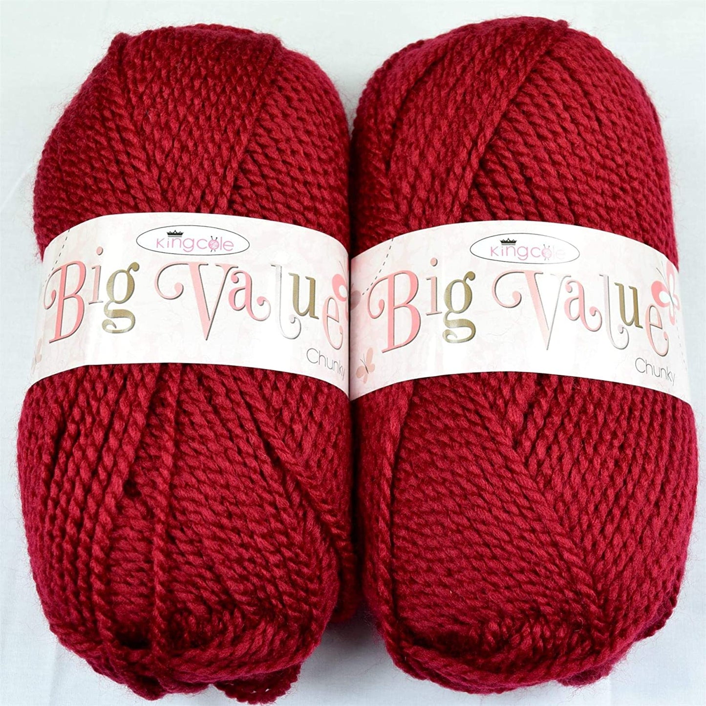 Chunky Knitting Yarn Wool Acrylic Pack of 2 ( 2 x 100g) - Wine