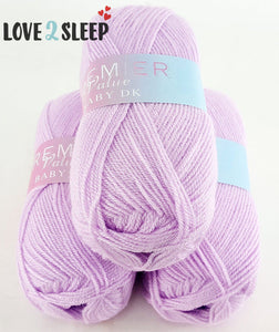 Premier Value Baby Double Knit Yarn Wool Acrylic Pack of 3 ( 3 x 100g) - Lilac