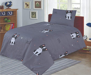 Cot Bed Duvet Cover and Pillow Set - French Bulldog