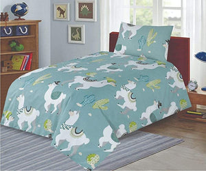 Cot Bed Duvet Cover and Pillow Set - Funky Llamas