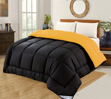 Load image into Gallery viewer, 7.5 Tog Box Stitching Reversible Coverless Polycotton Duvet – Mustard &amp; Black
