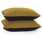 Load image into Gallery viewer, Reversible Poly Cotton Housewife Pillowcases (Pair) - Mustard &amp; Black
